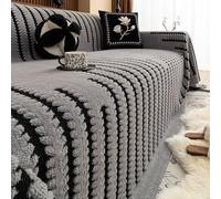 Couvre Canapé Housse de Canapé 2 3 4 Places Housse Canape en Forme de L Jeté De Canapé Grande Taille Housses de Canapé Douces et Durables en Chenille pour Le Salon(Light Grey,180 * 360cm)
