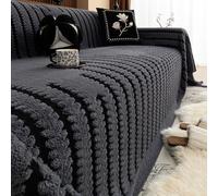 Couvre Canapé Housse de Canapé 2 3 4 Places Housse Canape en Forme de L Jeté De Canapé Grande Taille Housses de Canapé Douces et Durables en Chenille pour Le Salon(Dark Grey,180 * 380cm)