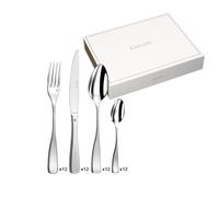 Couzon - Cubertería de 48 cubiertos de mesa para 12 personas en tronco de madera, acero inoxidable 18/10, acabado satinado, grosor 3,5 mm - acero inoxidable