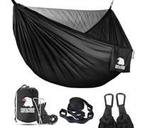 COVACURE Hamaca de camping con mosquitera, nailon de paracaídas ultraligera 210T con dos correas de árbol de 10 pies para accesorios de camping al aire libre