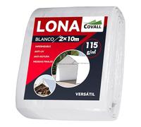 COVALL Lona grande de 2 m x 10 m, lona resistente al agua de 115 g/m², hojas blancas para el suelo para acampar con ojales, cubierta resistente al viento para pérgola al aire libre, techo, cenador