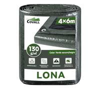 Covall Lona Mediana 4x6m Alfombra de Piso para Acampar 130g/m² (Verde Militar/Negro) Carpa Anti UV Cubierta al Aire Libre Cubierta Protectora para Coche RV Techo de Piscina Pozo de Arena Bote RV