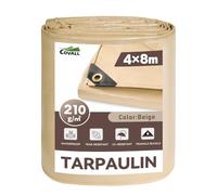 COVALL Lonas Impermeables Exterior 4x8 m,Waterproof tarpaulin-210g/m²,con Ojales Reforzados-Resistente al desgarro,Impermeable,Anti-UV,Lona Multifuncional,para Cubrir techos,leña,Coches,Lona Piscina