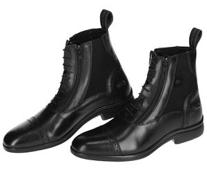 Covalliero Bota de montar Vienna, zapato de montar, ropa de montar, cuero, negro, talla 42, mujer, con soportes para espuelas, inserto elástico