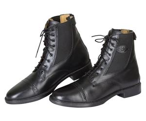 Covalliero Botines de montar Monaco, zapato de montar, bota con cordones, talla 42, negro, piel, mujer, con cordones, con cremallera