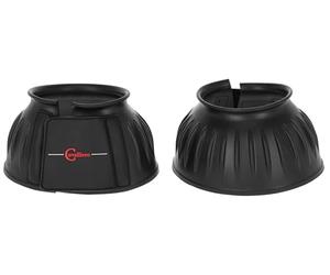 Covalliero Campanas de goma para cascos, protección para cascos, botas de salto, por pares, negro, Pony, material de goma suave, caballos, con autocierre de gancho y bucle