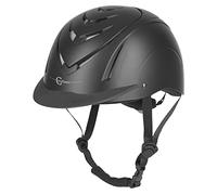 Covalliero Casco de equitación Nerron, Mujer, Hombre, Negro, Circunferencia 55-59 cm, aerodinámico, Visera, ventilación, protección contra Insectos, Sistema de Discos