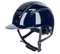 Covalliero Elite Polo - Casco de equitación para mujer, color azul lacado, circunferencia de la cabeza 56-58 cm, antigolpes, con visera de polo, con sistema de disco, color azul