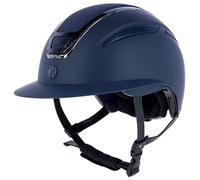Covalliero Elite Polo - Casco de equitación para mujer y niño, color azul, circunferencia de la cabeza 53-55 cm, resistente a los golpes, con visera de polo, con ventilación, con sistema de disco
