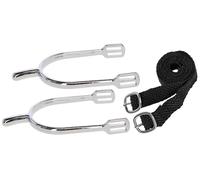 Covalliero Espuelas con Correas, espuelas para Montar, Ayuda para Montar, en Pares, para Damas, Acero Inoxidable, diámetro Interior 30 mm, para Jinete, Forma de lágrima