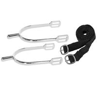 Covalliero Espuelas con correas, espuelas para montar, ayuda para montar, en pares, para hombres, acero inoxidable, diámetro interior 25 mm, para jinete, forma de lágrima