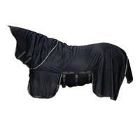 Covalliero - Manta para mosca con cuello FS26 - Manta de caballo con correas cruzadas extraíbles y solapa trasera - Manta transpirable para pasto, transporte y estable - Manta en color negro - Tamaño