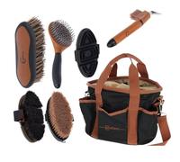 Covalliero - Set de cuidado para caballos de alta calidad, 7 piezas, con bolsa de limpieza, cepillos, cerillas y raspadores para el cuidado de caballos, juego completo para pelaje, melena y pezuñas