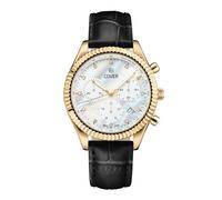COVER Reloj de mujer con correa de cuero o acero inoxidable con cristal de zafiro CO207 Valentina Chrono 5 ATM, Oro Nácar / Correa de Cuero