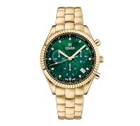 COVER Reloj de mujer con correa de cuero o acero inoxidable con cristal de zafiro CO207 Valentina Chrono 5 ATM, Gold Green Metal Band