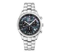 COVER Reloj de mujer con correa de cuero o acero inoxidable con cristal de zafiro CO207 Valentina Chrono 5 ATM, Silver Black Metal Band