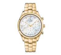 COVER Reloj de mujer con correa de cuero o acero inoxidable con cristal de zafiro CO207 Valentina Chrono 5 ATM, Oro Nácar Cinta Metal