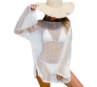 Cover Up Playa Mujer Crochet Swimsuit Bikini Cover-Up Ganchillo Mujer Verano Ladies Beachwear Swim Bathing Suit Cover Ups Señora Bohemia Fiesta Casual Talla Grande Tallas Grandes Playas Suelto