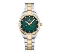 COVER Valentina CO224 Mini reloj de mujer con correa de acero inoxidable y cristal de zafiro 5 ATM, Bicolor/Verde, Pulsera