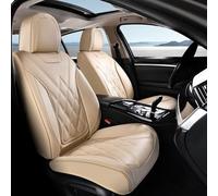 Coverado Car Seat Covers, Front Covers for Cars, Car Seat Cover Front Seats, Automotive Seat Cover, Waterproof, Leather Car Seat Cushion, Universal Interior Seat Protectors for Most Cars Beige