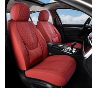 Coverado Car Seat Covers Front Seats, Luxury Faux Leather Red Seat Covers for Cars Waterproof Seat Covers with Lumbar Support, Car Seat Protector Universal Fit for Most Cars SUV Truck