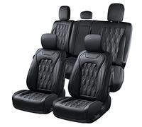 Coverado Fullset - Fundas de Asiento de Coche, Fundas de Asiento de Cuero para Ford F150 2015-2025 y F250 F350 F450 Super Duty Crew Cab XL XLT Lariat King Ranch Platinum (Negro)