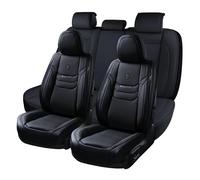 Coverado Funda Asiento Coche Cuero para 5 Plazas, Respirable Protector Asiento con Soporte Lumbar, Impermeable Fundas Coche Asientos Completo Universales para Sedán SUV Camioneta, Negro