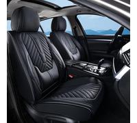 Coverado Fundas de Asiento Delantero, Protector de Asiento de Coche con Soporte Lumbar, cojín Impermeable para Asiento de Coche, de Piel de napa, Color Negro, Ajuste Universal para la mayoría de los