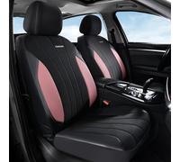 Coverado Fundas para asientos delanteros de automóvil, fundas de asiento de coche de lujo, fundas de asiento de cuero, 2 unidades, diseño de malla, protectores de asiento de conductor rosa, ajuste