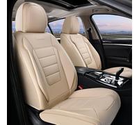 Coverado Fundas para Asientos Delanteros de Coche, Color Beige, Protector de Asiento de Coche, cojín de Asiento de Coche, Piel de napa, Paquete de 2 Fundas de Asiento Impermeables, Ajuste Universal