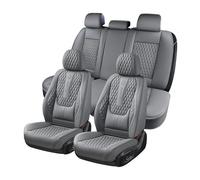 Coverado Fundas para Asientos Frente y Trasera de Coche, Cubierta del Asiento de Cuero Impermeable, Protectora de Asiento con Soporte Lumbar, Adecuada para la mayoría de Las camionetas SUV de Lujo