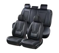 Coverado Fundas para Asientos Frente y Trasera de Coche, Cubierta del Asiento de Cuero Impermeable, Protectora de Asiento con Soporte Lumbar, Adecuada para la mayoría de Las camionetas SUV de Lujo