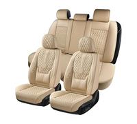 Coverado Fundas para Asientos Frente y Trasera de Coche, Cubierta del Asiento de Cuero Impermeable, Protectora de Asiento con Soporte Lumbar, Adecuada para la mayoría de Las camionetas SUV de Lujo