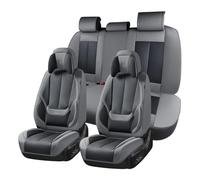 Coverado Juego Completo de Fundas de Asiento de 5 Asientos para Coche, Fundas de Asiento de Coche Impermeables de Piel de napa con Almohada para la Cabeza, Protectores de Asiento, cojín de Asiento de