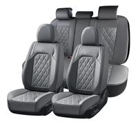 Coverado Juego Completo de Fundas de Asiento de automóvil, Fundas de Asiento de Piel sintética de Lujo para automóviles, Protector de Asiento de automóvil Impermeable, Funda de Asiento de Coche Gris,