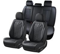 Coverado Juego Completo de Fundas de Asiento de automóvil, Fundas universales de Piel de napa automóviles, Cojines de Asiento Impermeables, Protectores de Asiento Delantero y