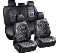 Coverado Juego Completo de Fundas de Asiento de Coche, 5 Fundas de Asiento universales para automóviles, Cojines de Asiento de Cuero de Lujo, Protectores de Asiento Impermeables, Resistentes a la