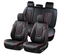 Coverado Juego Completo de Fundas de Asiento de Coche, 5 Piezas de Protector de Asiento de Coche con Soporte Lumbar y reposacabezas extraíble, cojín de Cuero Transpirable para Asiento Delantero y