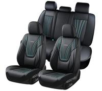 Coverado Juego Completo de Fundas de Asiento de Coche, 5 Piezas de Protector de Asiento de Coche con Soporte Lumbar y reposacabezas extraíble, cojín de Cuero Transpirable para Asiento Delantero y