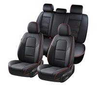 Coverado Juego Completo de Fundas de Asiento de Coche, 5 Piezas, Protector de Asiento de Coche con reposacabezas extraíble, Piel de napa, Transpirable, cojín de Asiento Delantero Trasero, Ajuste