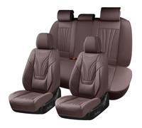 Coverado Juego Completo de Fundas de Asiento de Coche, 5 Piezas, Protector de Asiento de Coche con Soporte Lumbar y reposacabezas extraíble, cojín de Cuero Transpirable para Asiento Delantero y