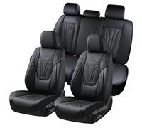 Coverado Juego Completo de Fundas de Asiento de Coche, 5 Piezas, Protector de Asiento de Coche con Soporte Lumbar y reposacabezas extraíble, cojín de Cuero Transpirable para Asiento Delantero y