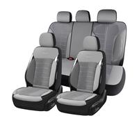 Coverado Juego completo de fundas de asiento de coche de malla de aire 3D, diseño deportivo de fibra de carbono, protectores de asiento transpirables compatibles con bolsa de aire, comodidad universal