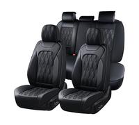 Coverado - Juego completo de fundas para asientos de coche, de piel de napa de alta calidad, con patrón en relieve, accesorios interiores de ajuste universal para la mayoría de coches, sedanes, SUV y camiones, color negro