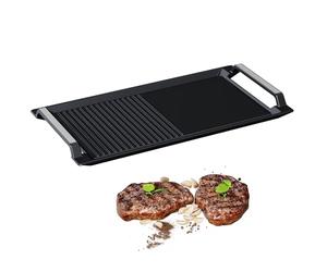 COVERCOOK Plancha de Hierro Fundido, Parrilla Rectangular con Asas para Barbacoa Grill,portátil con superficie plana y acreditada para aplicaciones eléctricas de inducción