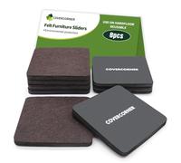 COVERCORNER Deslizadores de muebles de fieltro para suelos de madera dura, 8 unidades, deslizadores cuadrados de 5 pulgadas, deslizadores de fieltro resistentes, protectores de suelos de patas de