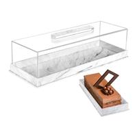 Covered Cake Stand - Dessert Display Tray with Dome Lid for Serving | Transparent Cover with Easy Grip Knob, Elegant Presentation Plate for Cupcakes Celebration Table Decoration 14x5x3.5 in