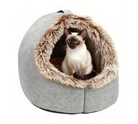 Covered Cat Bed Warm - Calming Nest with Handle Dog Sleeping Indoor