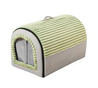 Covered Cat Bed - Washable Removable Pet Shelter For Indoor Comfort | Soft Cat Tent With Cushion, Foldable Sleeping House For Kittens Puppies Small Pets Bedroom Living Room Apartment Use, Green Yellow