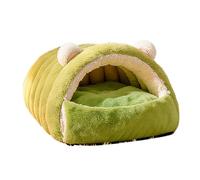 Covered Cat Cave Bed - Winter Warm Pet Sleeping Bag | Closed Kitten Nest | Adjustable Button-Fixed Flannel Envelope House for Indoor Kittens & Cats, Soft Cotton Filled Calming Deep Sleep